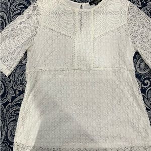 White lined lace blouse